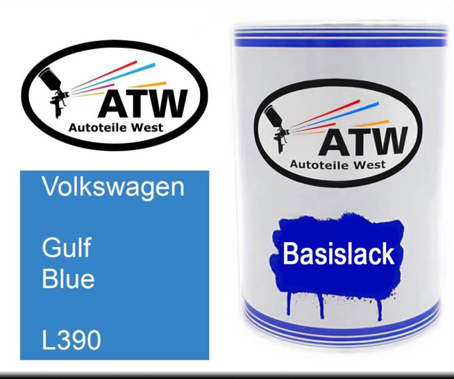 Volkswagen, Gulf Blue, L390: 500ml Lackdose, von ATW Autoteile West.